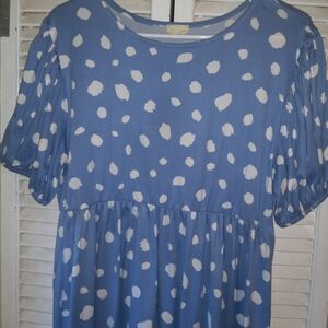 Blue Polka Dot Women's Top